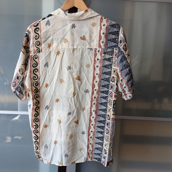 📼Vintage Perutz 100% SILK Unisex Abstract Print Blouse - XL - Picture 8 of 9